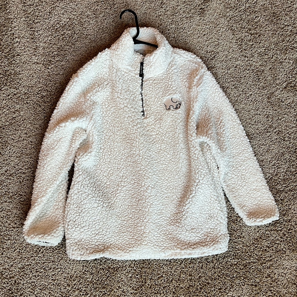 Ivory Ella Quarter Zip Sherpa - M